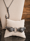 Togr Bracelet featuring stainless steel construction, intricate wolf detailing, and a hypoallergenic finish.