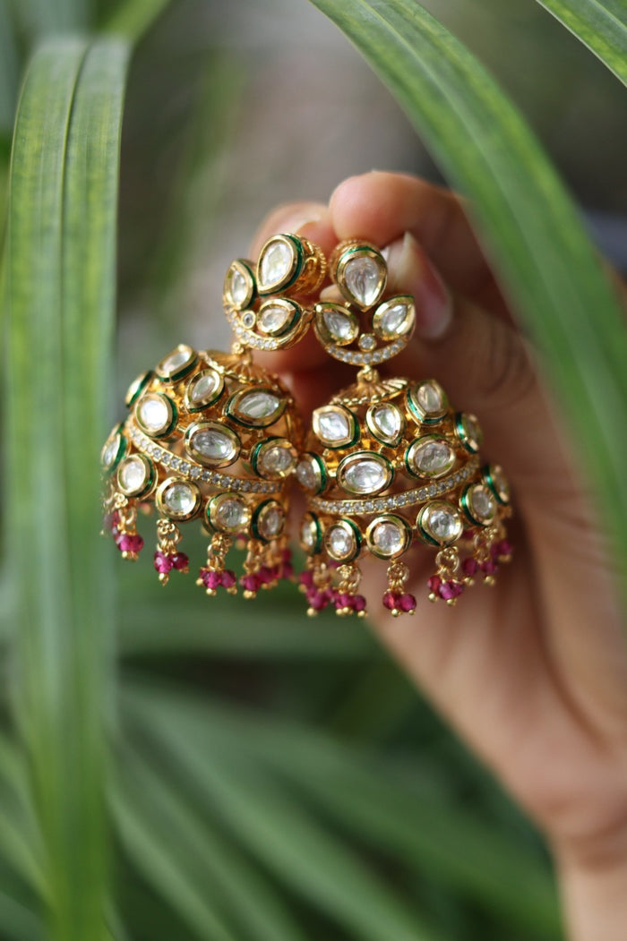 Tripti Gold Plated Kundan Jhumka Earrings