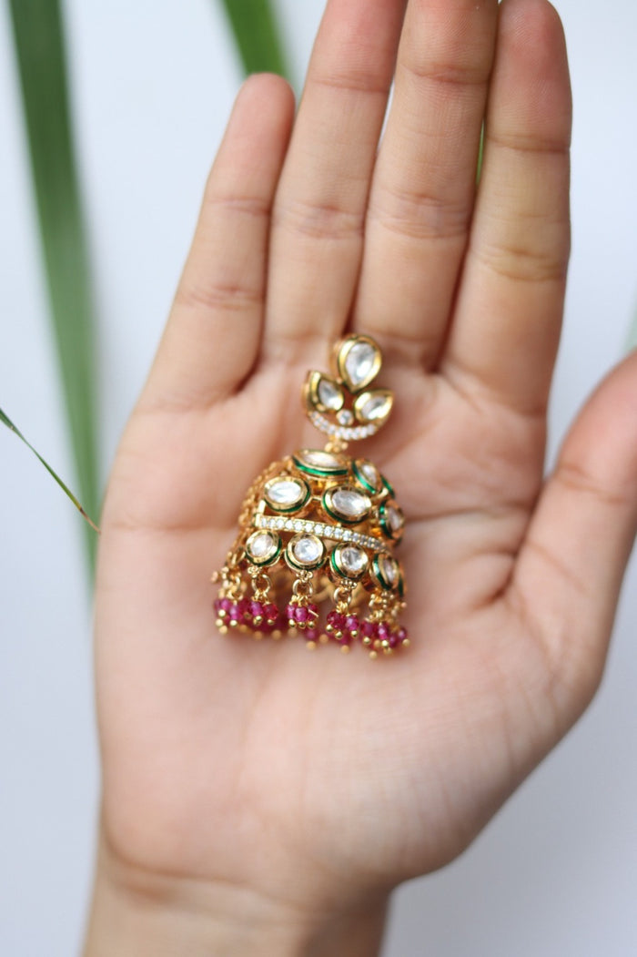Tripti Gold Plated Kundan Jhumka Earrings