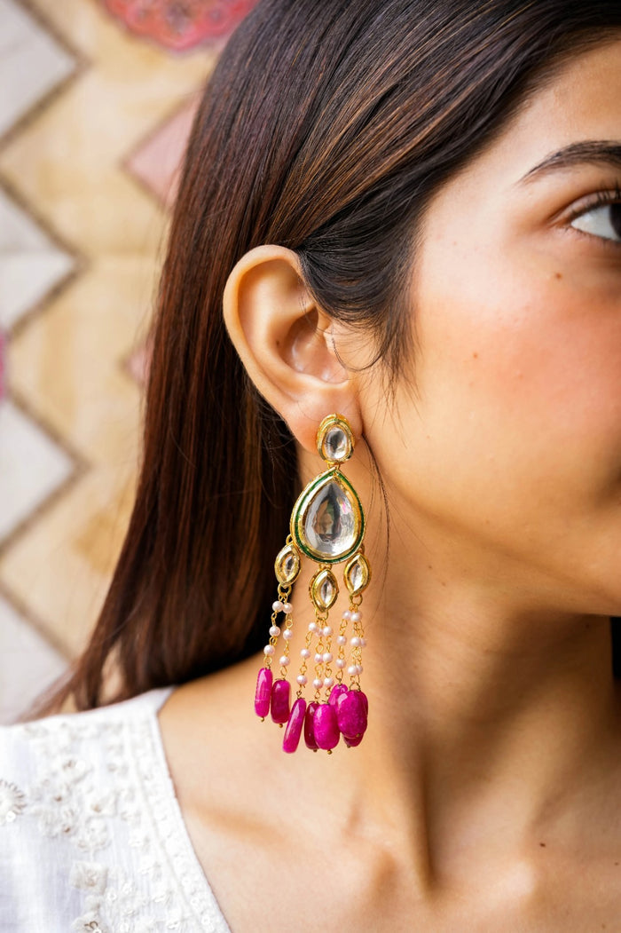 Tuhina Kundan Gold Plated Fusion Earrings