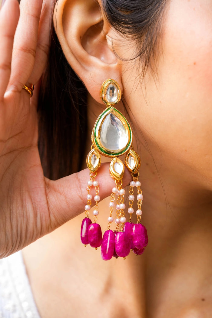 Tuhina Kundan Gold Plated Fusion Earrings