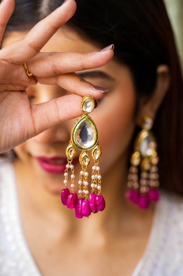 Tuhina Kundan Gold Plated Fusion Earrings