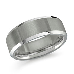 Tungsten Band Brushed Finish Beveled Edges