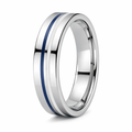 Tungsten Ring with White & Navy Blue Enamel Stripe-8mm