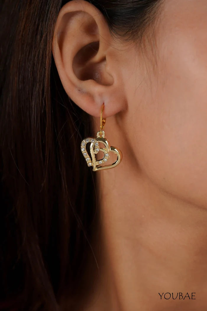 Twin Heart Studded Earrings