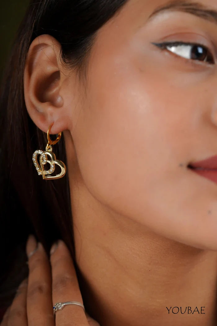 Twin Heart Studded Earrings