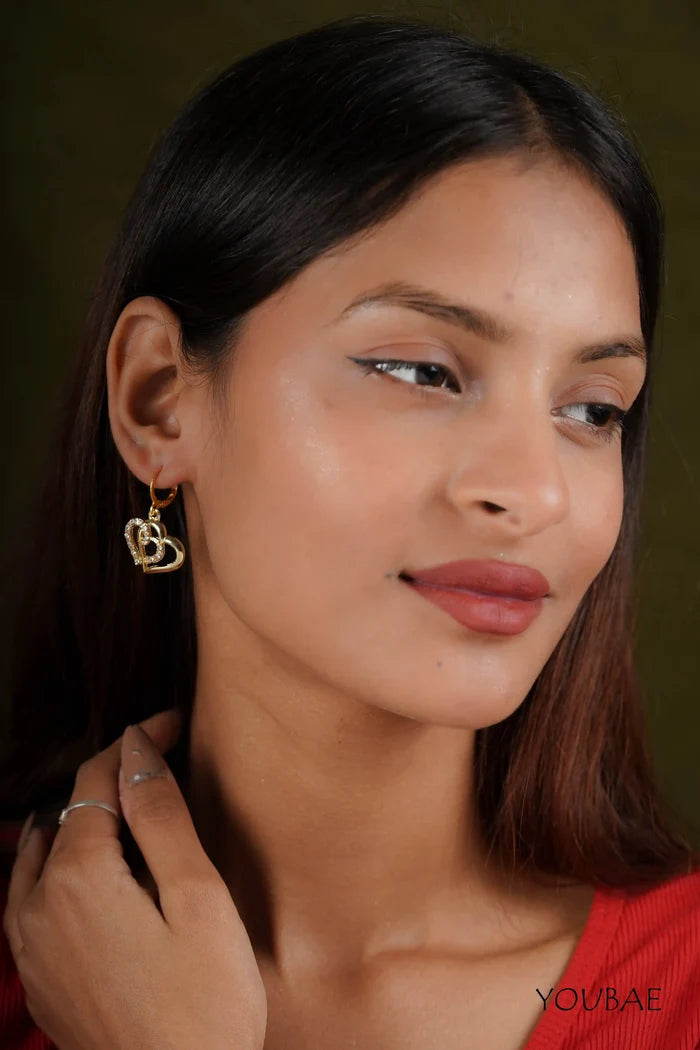 Twin Heart Studded Earrings