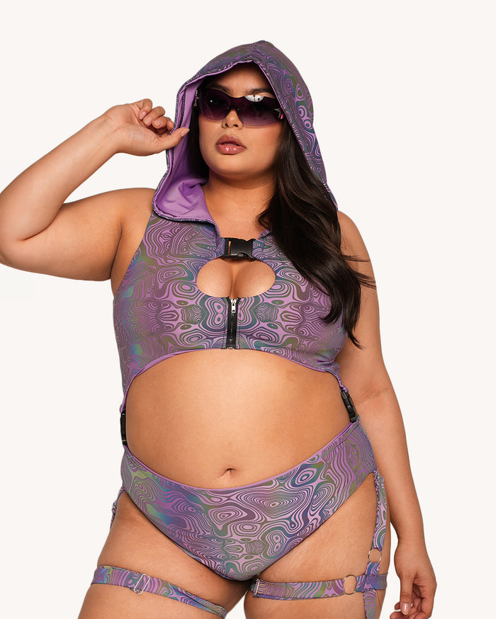 Twisted Reality Purple Rainbow Reflective Bodysuit
