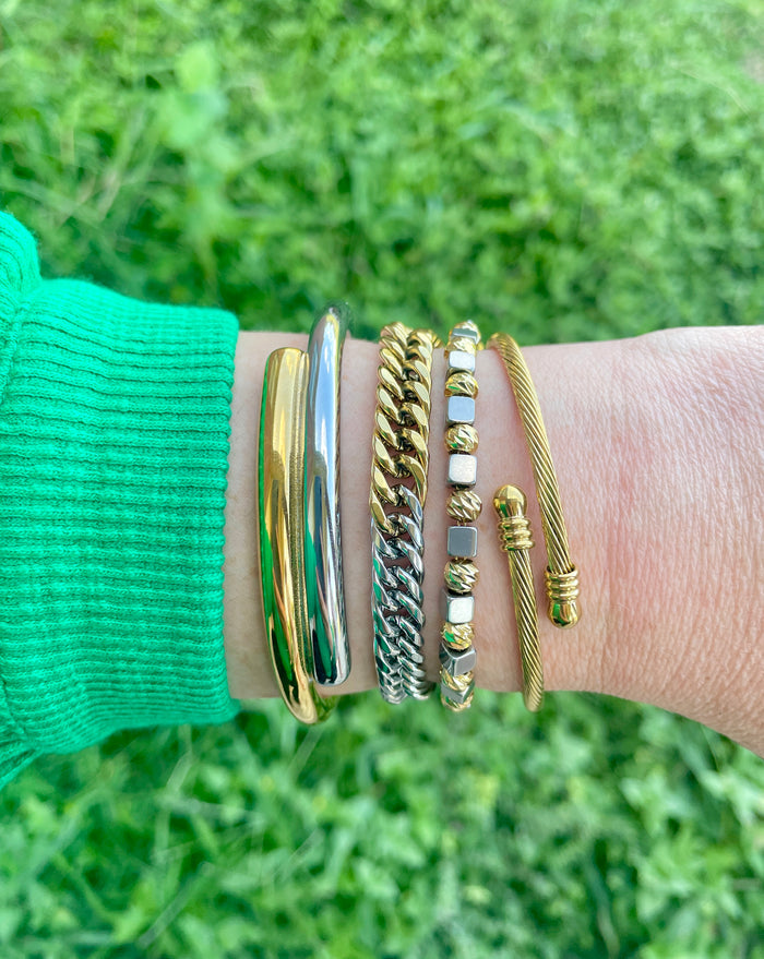 Two-Tone Cuban Chain Link Bracelet