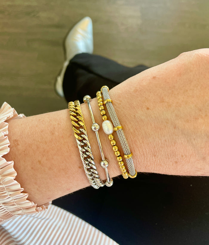 Two-Tone Cuban Chain Link Bracelet