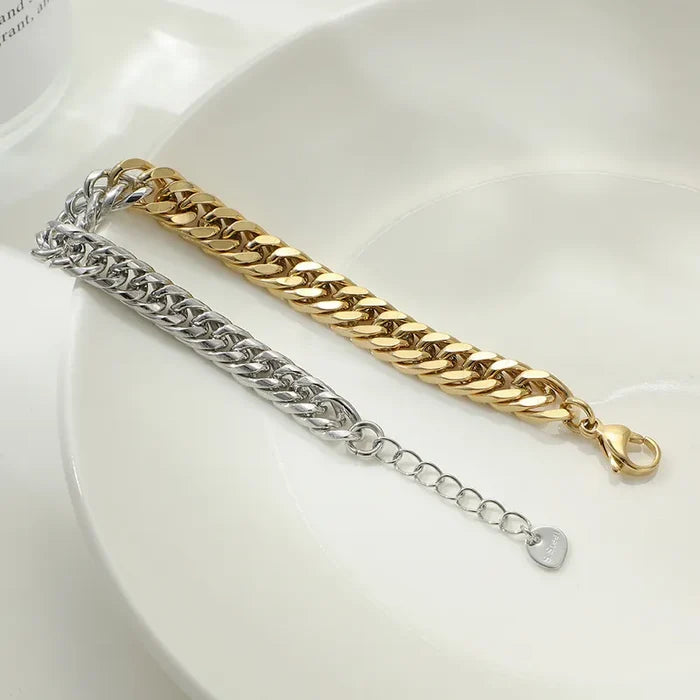 Two-Tone Cuban Chain Link Bracelet