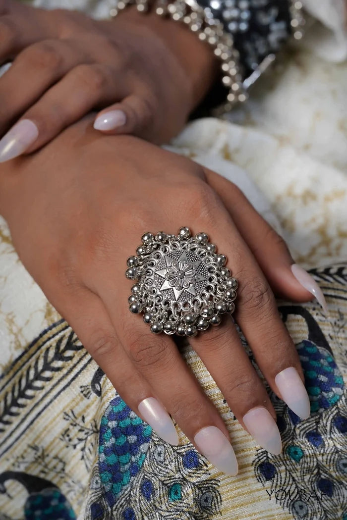 Ujjwala Free Sized - Adjustable, Bohemian Oxidised Ring
