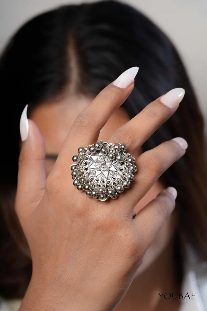 Ujjwala Free Sized - Adjustable, Bohemian Oxidised Ring