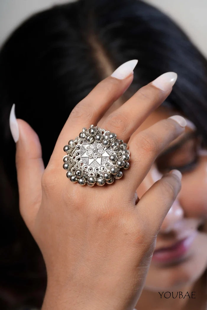 Ujjwala Free Sized - Adjustable, Bohemian Oxidised Ring