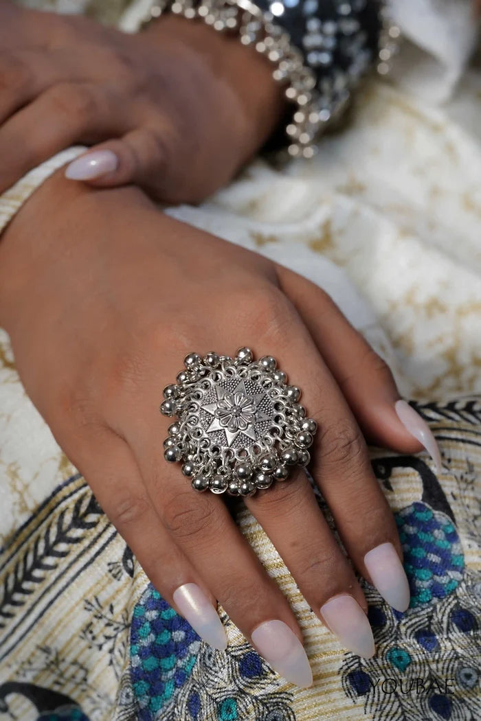 Ujjwala Free Sized - Adjustable, Bohemian Oxidised Ring