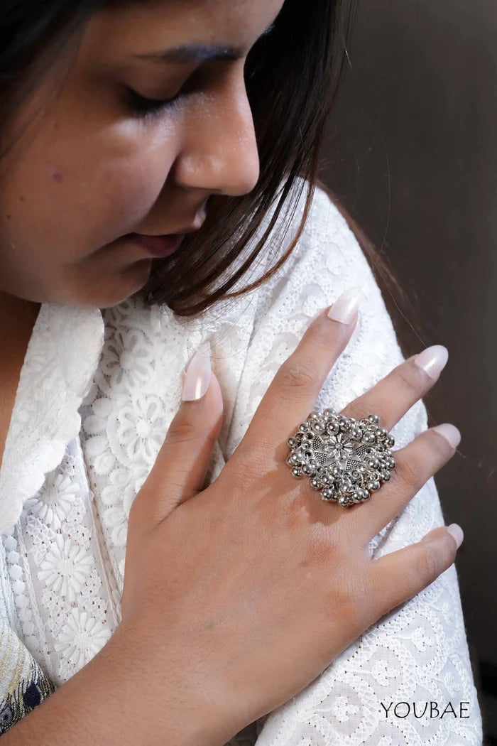 Ujjwala Free Sized - Adjustable, Bohemian Oxidised Ring