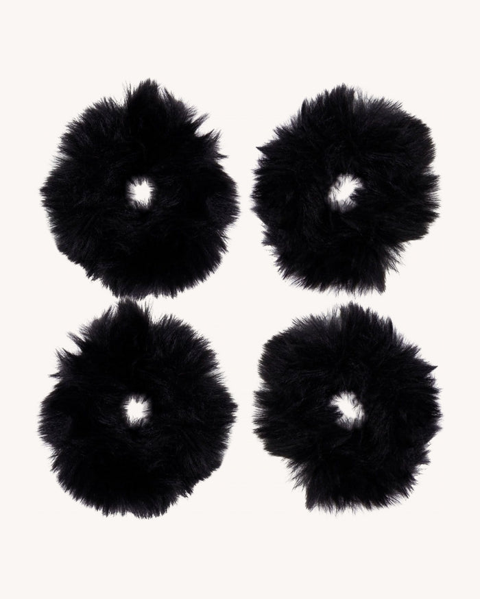 Ultra Furry 2-Pair Scrunchies Set - Black (4 scrunchies)
