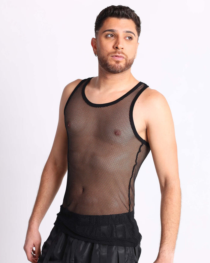 Tempest Men's Fishnet Tank-Black-Side--Jose---S