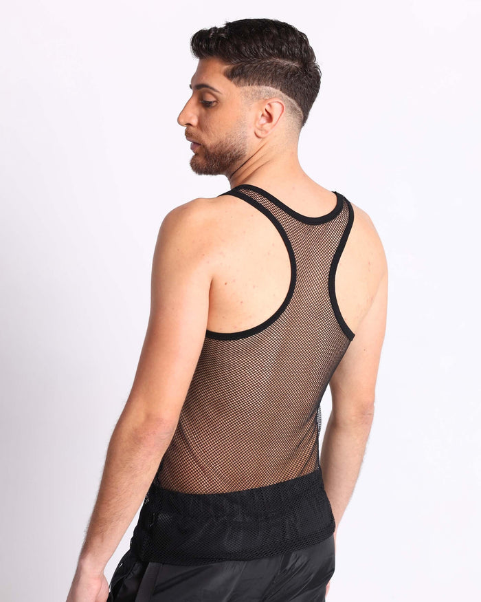 Tempest Men's Fishnet Tank-Black-Back--Jose---S