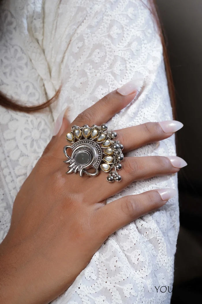 Vandana Free Sized - Adjustable, Bohemian Oxidised Ring