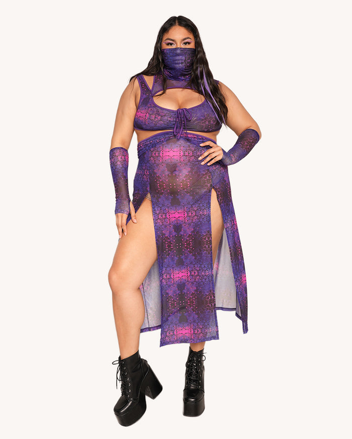 Violet Vibrations Dress with Sleeves