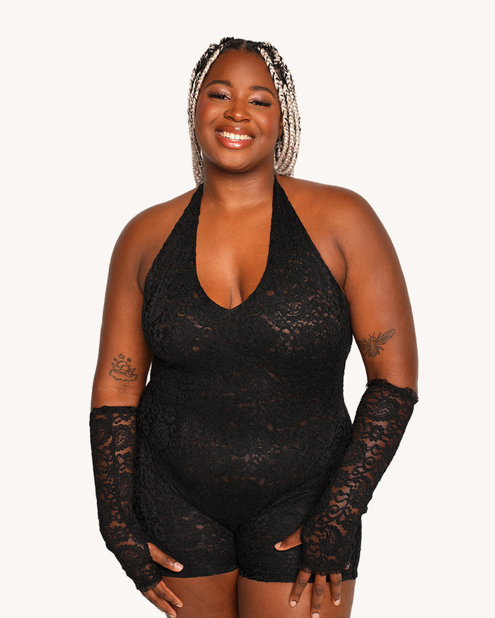 VIP Behavior Lace Romper with Sleeves