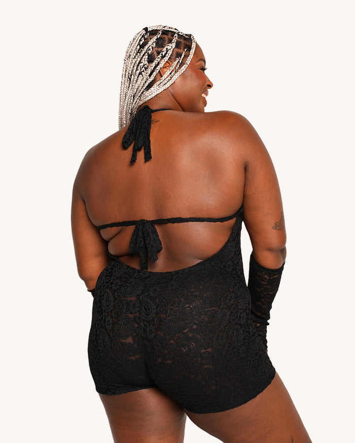 VIP Behavior Lace Romper with Sleeves