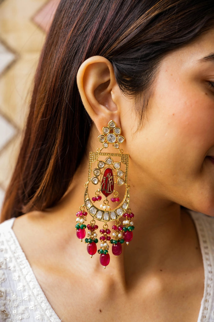 Virajna Kundan Gold Plated Fusion Earrings