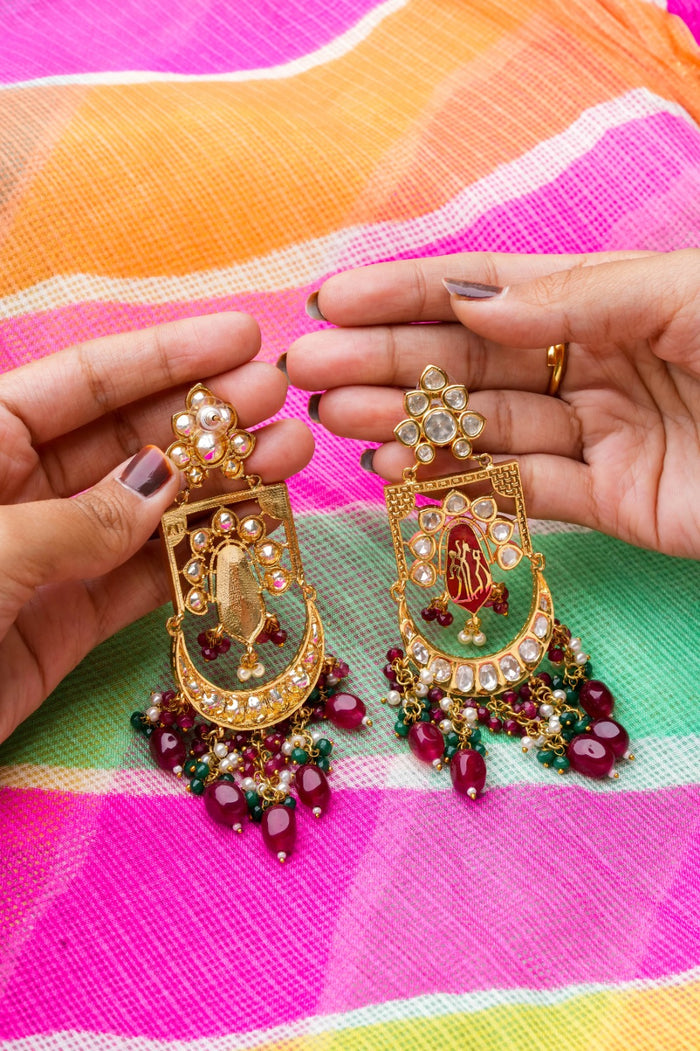 Virajna Kundan Gold Plated Fusion Earrings