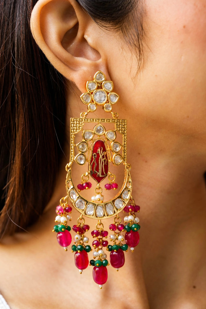 Virajna Kundan Gold Plated Fusion Earrings
