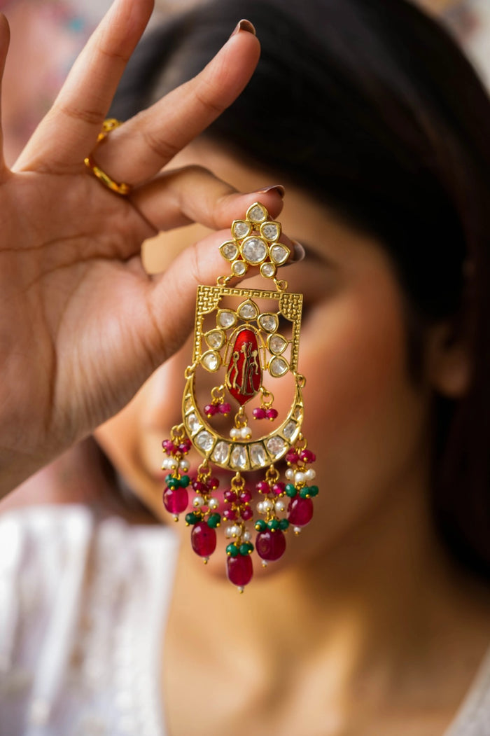 Virajna Kundan Gold Plated Fusion Earrings