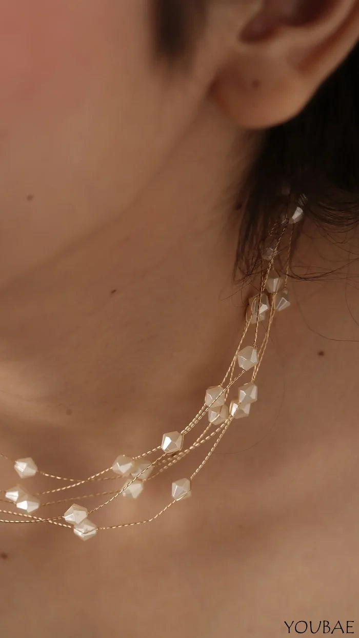 White Beads Choker- Anti Tarnish, Stainless Steel