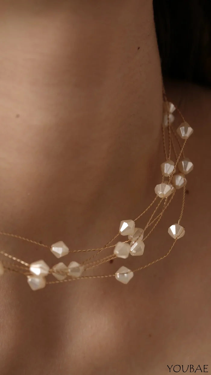 White Beads Choker- Anti Tarnish, Stainless Steel