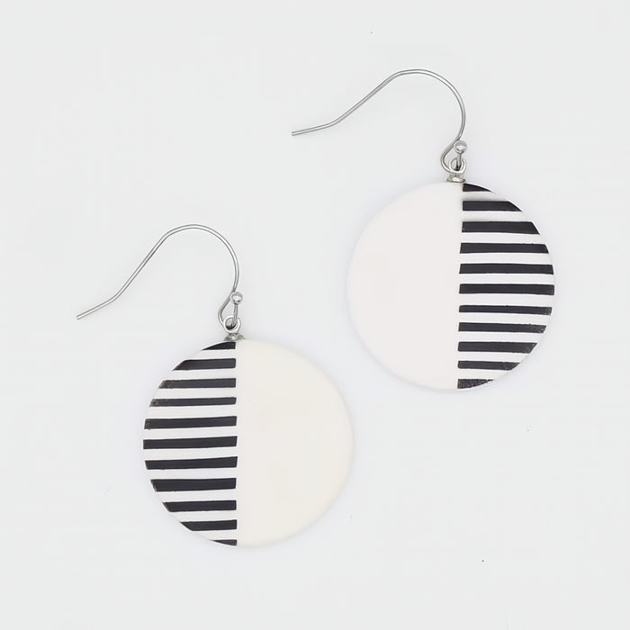 White Harlowe Striped Earrings - Sylca Designs - Chunky Jewelry