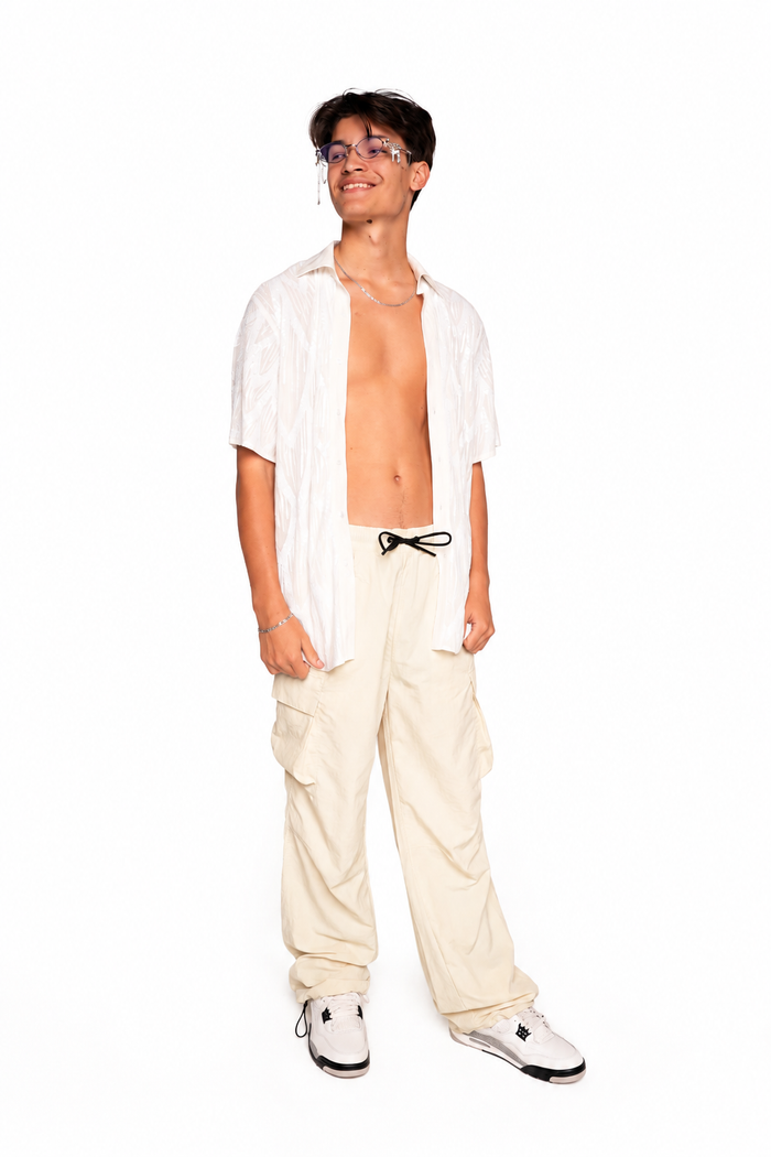 White Willow Sequin Button Down