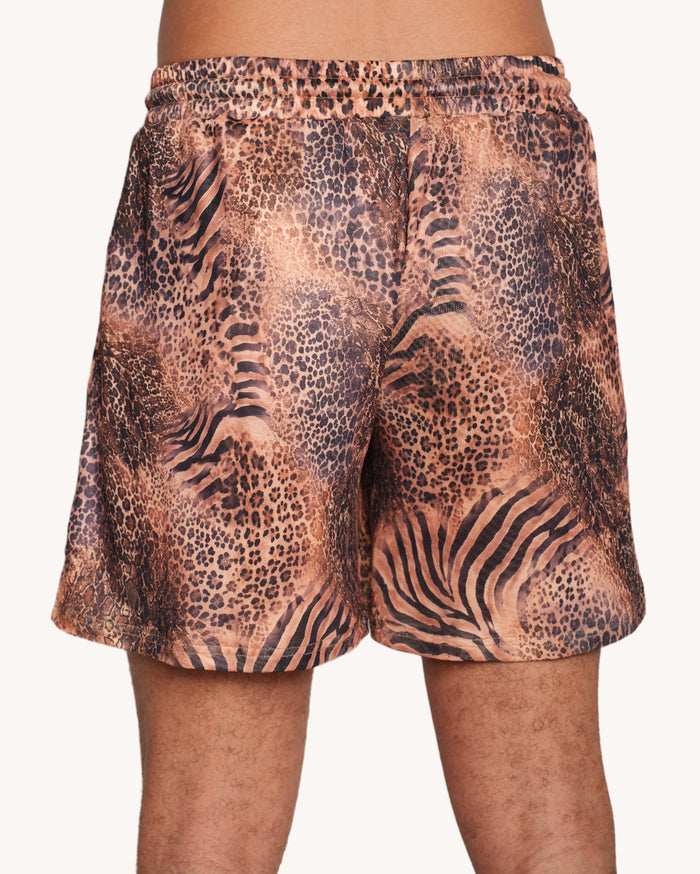 Wild Cat Print Camp Shorts-Men