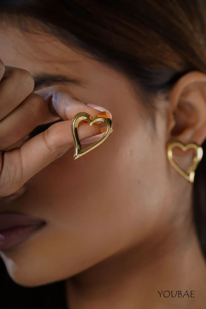 Willow Heart Studs, Anti-Tarnish Steel Earrings
