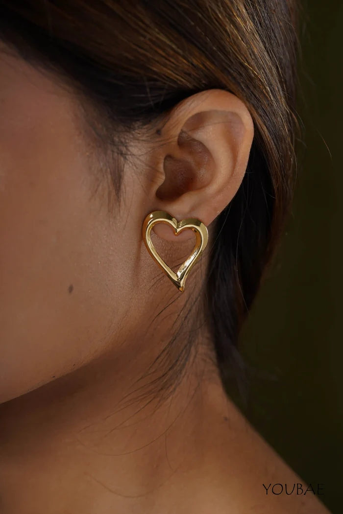 Willow Heart Studs, Anti-Tarnish Steel Earrings