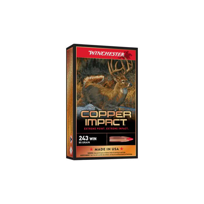 Winchester Ammunition 243 Winchester 85 Grain Copper Impact Copper Hollow Point 20 Count