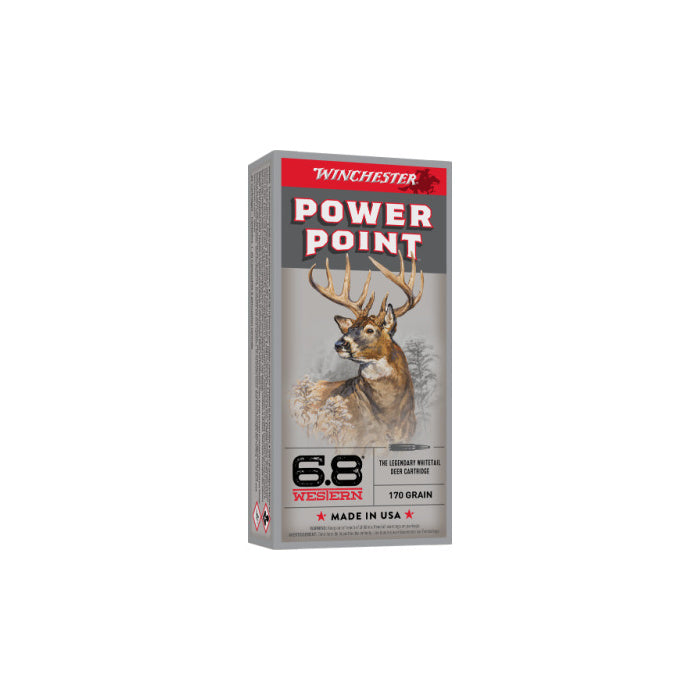 Winchester Ammunition 6.8 Western 170 Grain Power Point Soft Point 20 Count