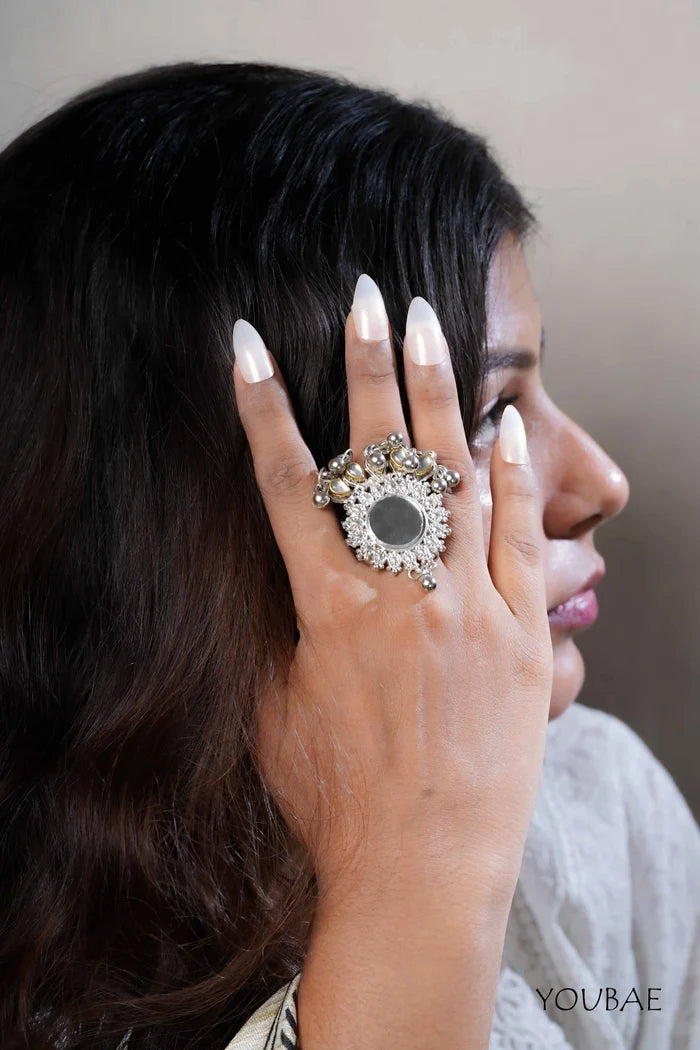Yashomati Free Sized - Adjustable, Bohemian Oxidised Ring