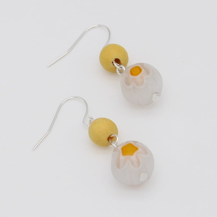 Yellow and White Garden Drop Earring - Sylca Designs - Chunky Jewelry
