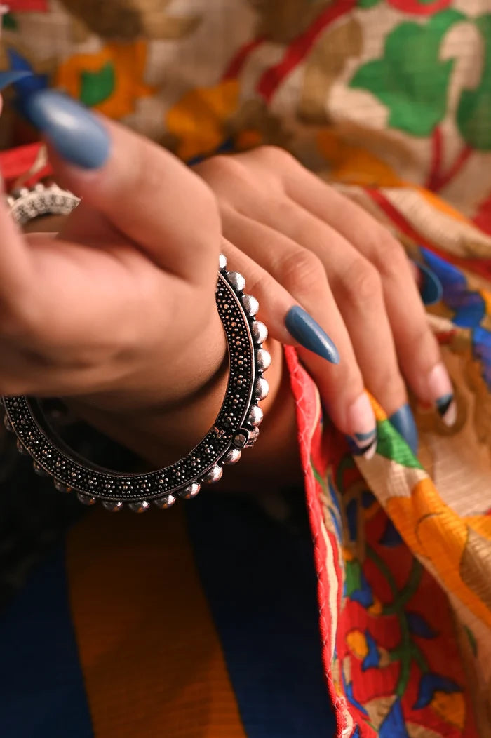 Yukta - German Silver Handmade Kada - Free Size