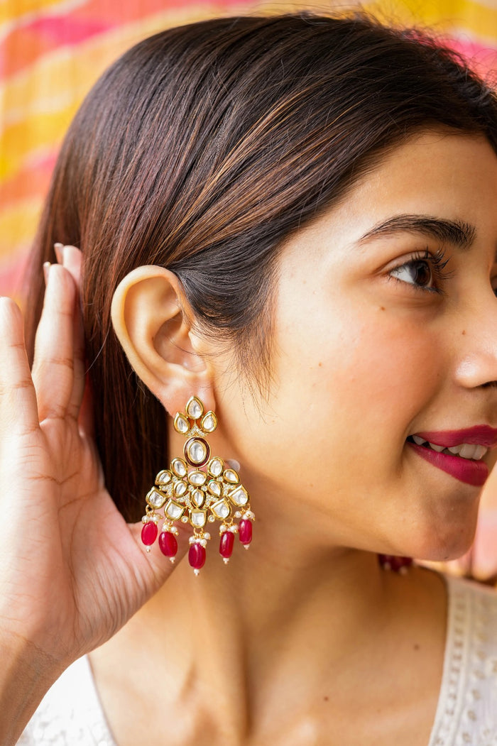 Yuvrani Kundan Gold Plated Fusion Earrings