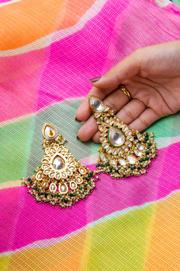 Zaina Kundan Gold Plated Fusion Earrings