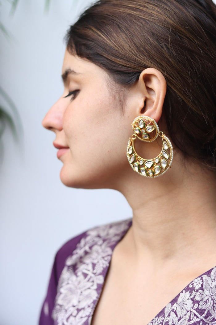 Zalak Gold Plated Kundan Earrings