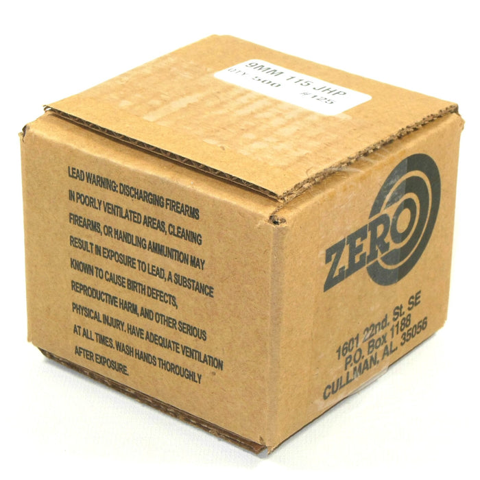 Zero .355 / 9mm 115 Grain Jacketed Hollow Point (500)