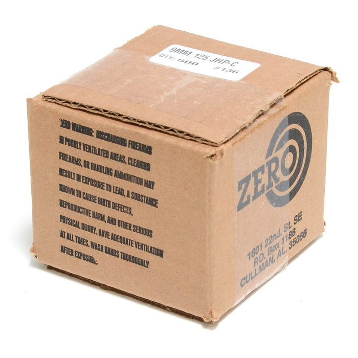 Zero .355 / 9mm 125 Grain Jacketed Hollow Point-C (500)