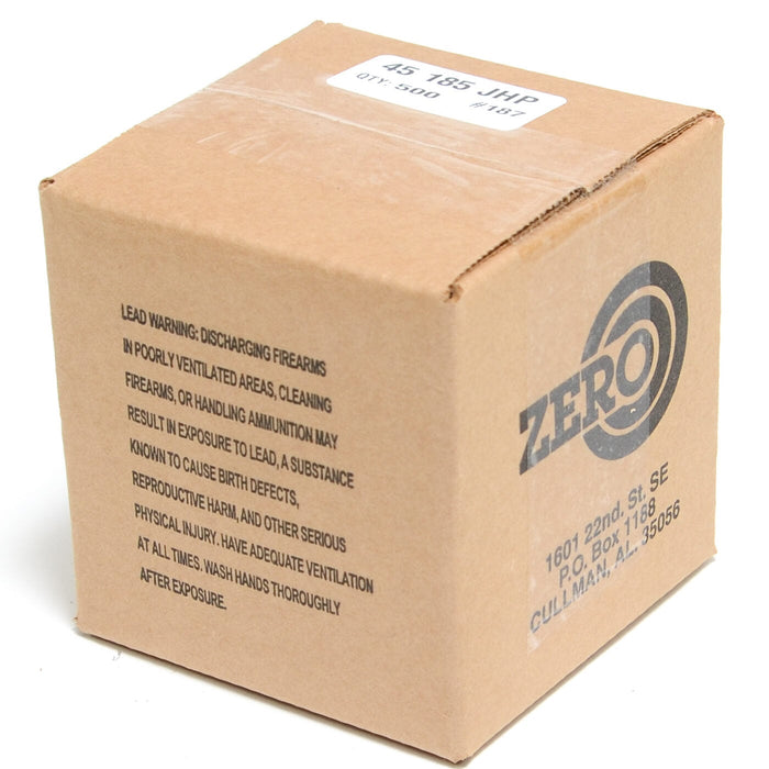 Zero .451 / 45 ACP 185 Grain Jacketed Hollow Point (500)