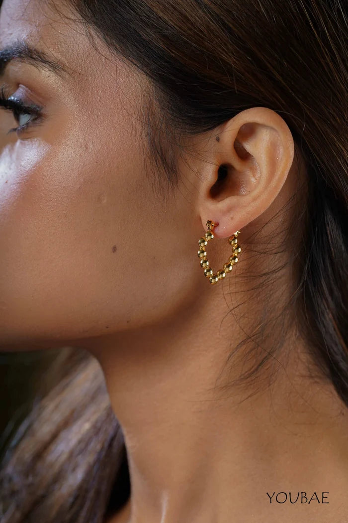 Zoldea Dotted Hoops, Anti-Tarnish Steel Earrings